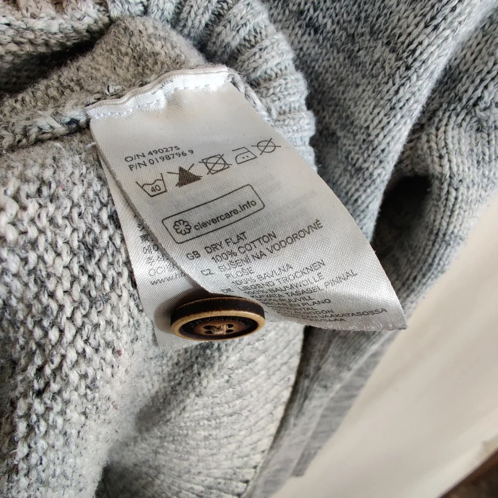 H&M L.O.G.G. Men's Gray Knit Henley Button Up Long Sleeve Hoodie Sweater Top M